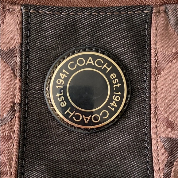 Signature Coach Handbag Crossbody Black Brown Gold - Picture 2 of 7